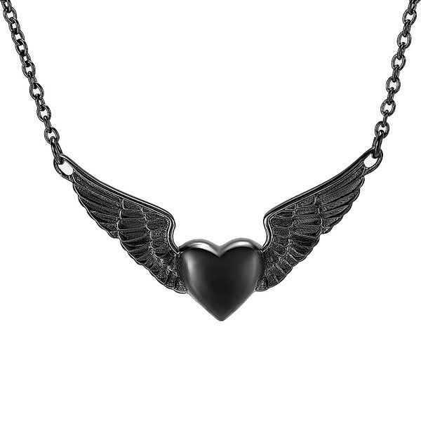 ijd11730 black angel wings heart stainless steel cremation pendant necklace for ashes urn keepsake memorial urn necklace jewelry, Silver
ijd11730 black angel wings heart stainless steel cremation pendant necklace for ashes urn keepsake memorial urn necklace jewelry, Silver