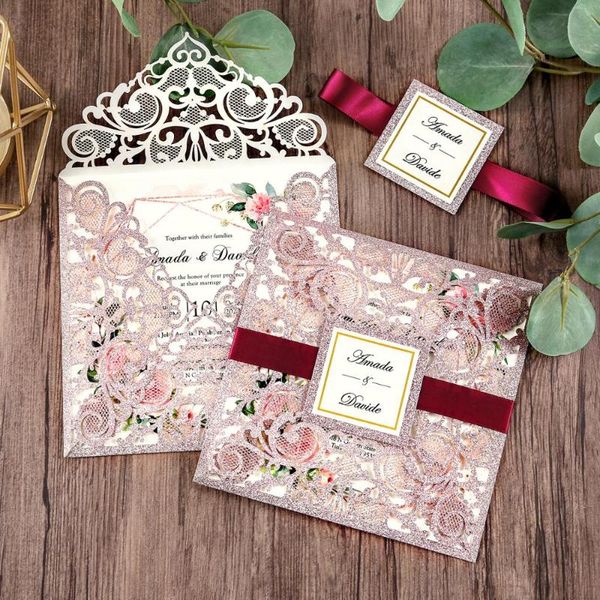 100 pcs rose gold color square glitter laser cut wedding invitation with envelope party university invitation card
100 pcs rose gold color square glitter laser cut wedding invitation with envelope party university invitation card