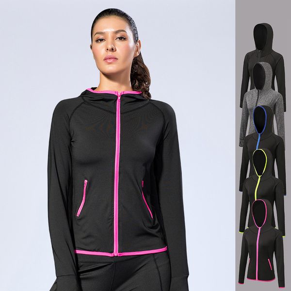 running jackets sport jacket women autumn hoodie zipper sportswear windbreaker yoga shirt coats gym breathable fitness workout, Black;red
running jackets sport jacket women autumn hoodie zipper sportswear windbreaker yoga shirt coats gym breathable fitness workout, Black;red