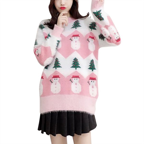 autumn and winter new imitation velvet printed christmas snowman sweater round neck loose women's sweater, White;black
autumn and winter new imitation velvet printed christmas snowman sweater round neck loose women's sweater, White;black