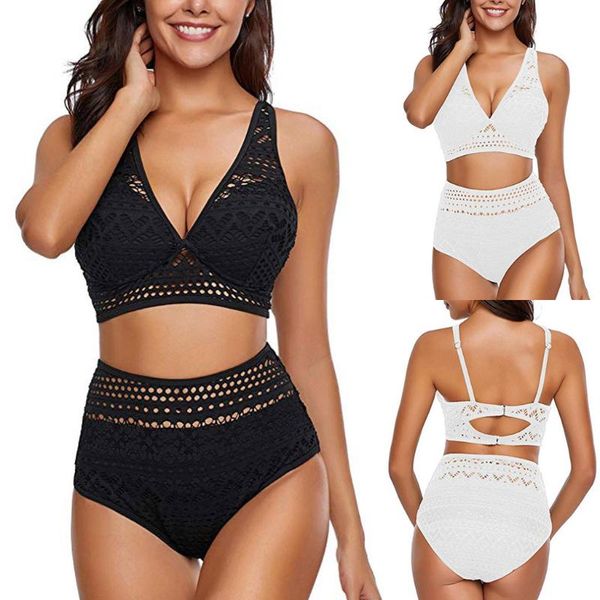 swimsuit 2020 women's swimming suit two pieces crochet lace high waist beach bathing suits v neck bikini set surfing swimsuit, White;black
swimsuit 2020 women's swimming suit two pieces crochet lace high waist beach bathing suits v neck bikini set surfing swimsuit, White;black