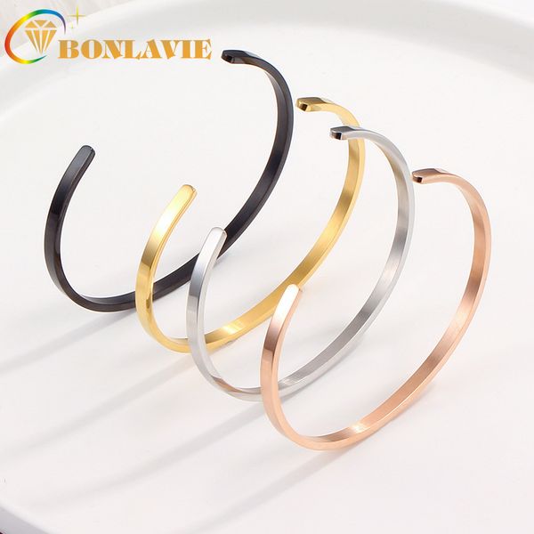 bonlavie smooth stainless steel bracelet rose gold c- shaped opening titanium steel bracelet bangles, Black
bonlavie smooth stainless steel bracelet rose gold c- shaped opening titanium steel bracelet bangles, Black