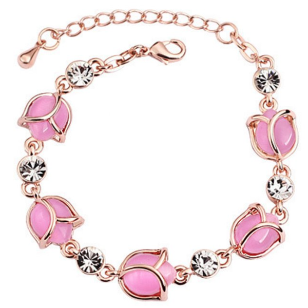 rose gold color stackable beautiful flower cat eye stone link chain bracelet with rhinestone jewelry, Black
rose gold color stackable beautiful flower cat eye stone link chain bracelet with rhinestone jewelry, Black
