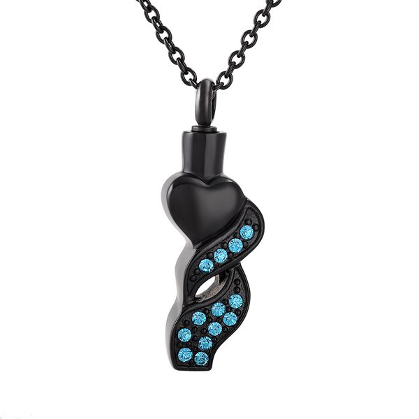 ijd9841 black heart shaped light blue crystal stainless steel cremation keepsake pendant for ashes urn funeral memorial souvenir jewelry, Silver
ijd9841 black heart shaped light blue crystal stainless steel cremation keepsake pendant for ashes urn funeral memorial souvenir jewelry, Silver