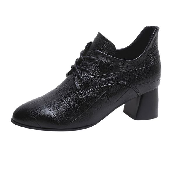 women's ladies fashion casual high heels short ankle boots lace up leather shoes, Black
women's ladies fashion casual high heels short ankle boots lace up leather shoes, Black