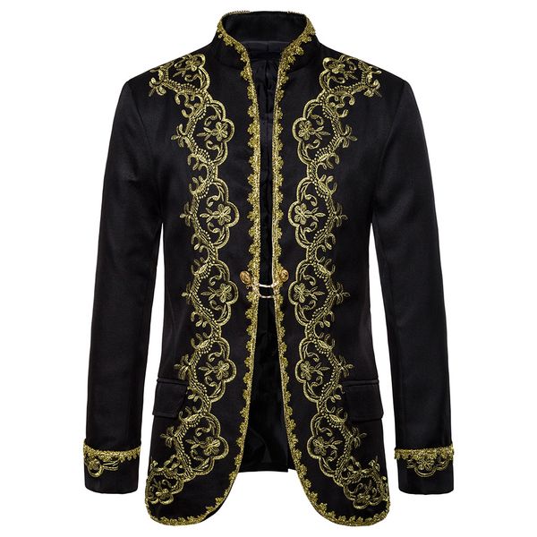 new men's jacket 2019 autumn fashion casual slim coat male streetwear vintage british gothic embroidery jacket men, White;black
new men's jacket 2019 autumn fashion casual slim coat male streetwear vintage british gothic embroidery jacket men, White;black