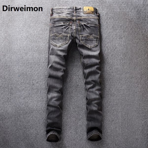 2020 fashion men jeans brand ripped jeans men patchwork pants straight slim fit distressed hole man, Blue