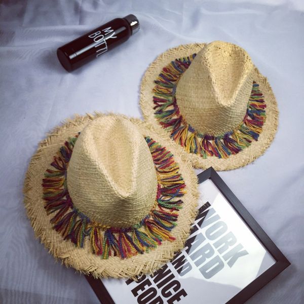 korean version summer color fringed straw hat big along the sun cap sunscreen beach sun hat british bowler hats female folding, Blue;gray
korean version summer color fringed straw hat big along the sun cap sunscreen beach sun hat british bowler hats female folding, Blue;gray