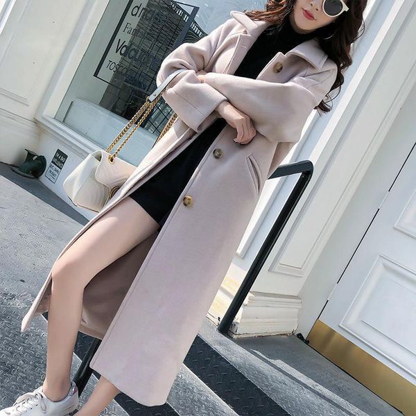 long wool coat women fashion black turn down collar single breasted spring autumn thin outerwear korean style coats
long wool coat women fashion black turn down collar single breasted spring autumn thin outerwear korean style coats