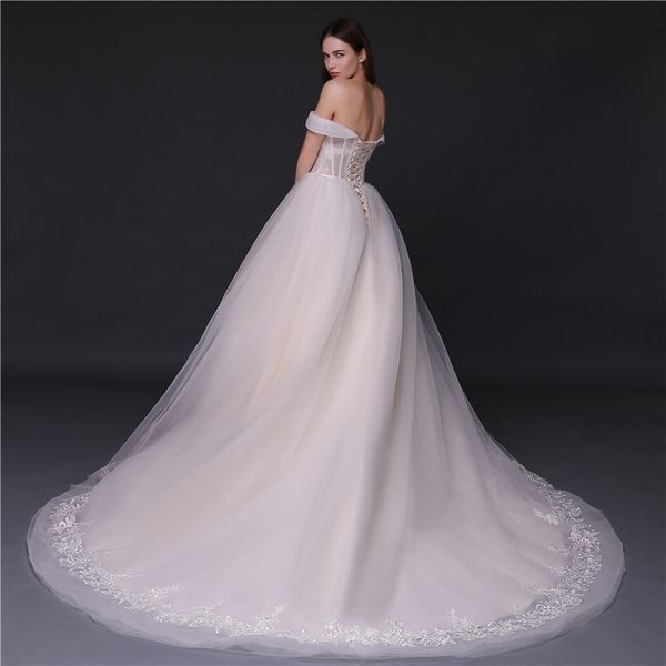 off shoulder ball gown wedding dresses light champagne court train bridal gowns soft tulle with floral applique beads sequins, White
off shoulder ball gown wedding dresses light champagne court train bridal gowns soft tulle with floral applique beads sequins, White