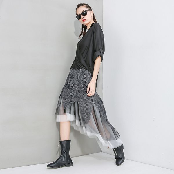 summer skirts women mesh gown personality elastic high waist skirt female hip hop street large size asymmetical skirts female, Black
summer skirts women mesh gown personality elastic high waist skirt female hip hop street large size asymmetical skirts female, Black