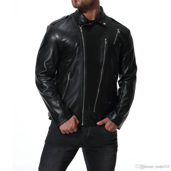 autumn new europe and america tide men's locomotive large size leather zipper leather jacket, Black
autumn new europe and america tide men's locomotive large size leather zipper leather jacket, Black