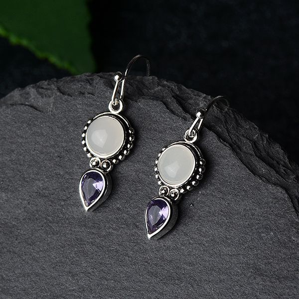 trendy delicate geometric round artificial moonstone dangle earrings for women charm inlaid purple zircon drop earrings jewelry, Silver
trendy delicate geometric round artificial moonstone dangle earrings for women charm inlaid purple zircon drop earrings jewelry, Silver
