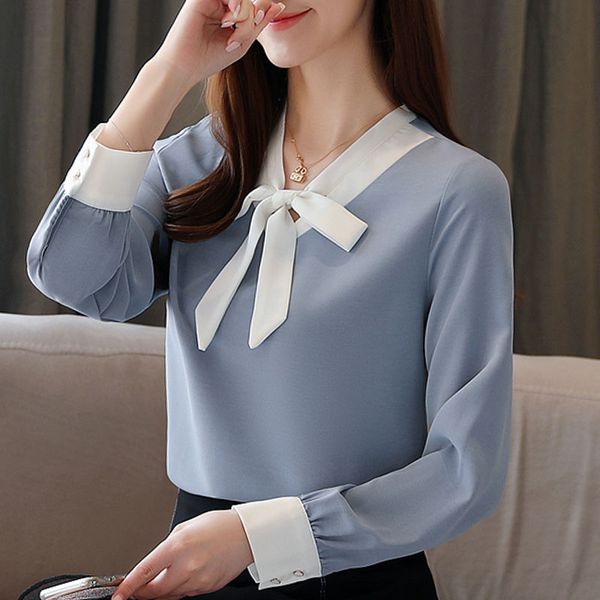 long sleeve blouse women blusas mujer de moda 2020 ladies women clothes bow v-neck chiffon blouse shirt c974, White
long sleeve blouse women blusas mujer de moda 2020 ladies women clothes bow v-neck chiffon blouse shirt c974, White