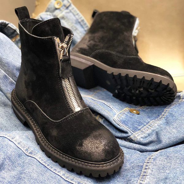 2019 winter new fashion ladies slip short boots warm thick casual ladies leather boots flat with thick soles retro style, Black
2019 winter new fashion ladies slip short boots warm thick casual ladies leather boots flat with thick soles retro style, Black