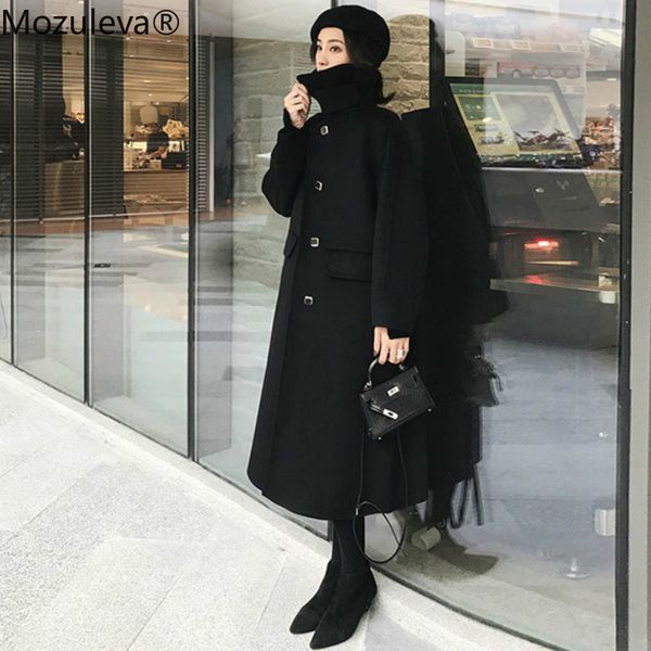 mozuleva 2019 autumn winter warm ladies blend coat elegant women stand collar single breasted woolen overcoats long female coat, Black
mozuleva 2019 autumn winter warm ladies blend coat elegant women stand collar single breasted woolen overcoats long female coat, Black