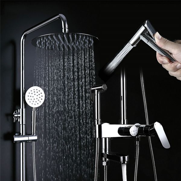 4 functions bathroom wall mounted shower set brass bath faucet 10 inch rain shower head with bidet sprayer faucet chrome plated
4 functions bathroom wall mounted shower set brass bath faucet 10 inch rain shower head with bidet sprayer faucet chrome plated
