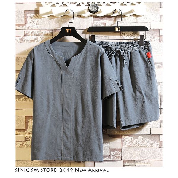 sinicism store cotton linen men's sets streetwear 2019 chinese style mens v-neck tshirts and shorts male casual solid track suit, Gray
sinicism store cotton linen men's sets streetwear 2019 chinese style mens v-neck tshirts and shorts male casual solid track suit, Gray