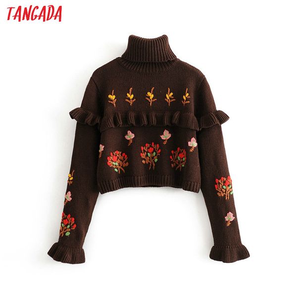 tangada women turtleneck embroidery sweater ruffles vintage ladies short style sweet knitted jumper 3h236, White;black
tangada women turtleneck embroidery sweater ruffles vintage ladies short style sweet knitted jumper 3h236, White;black
