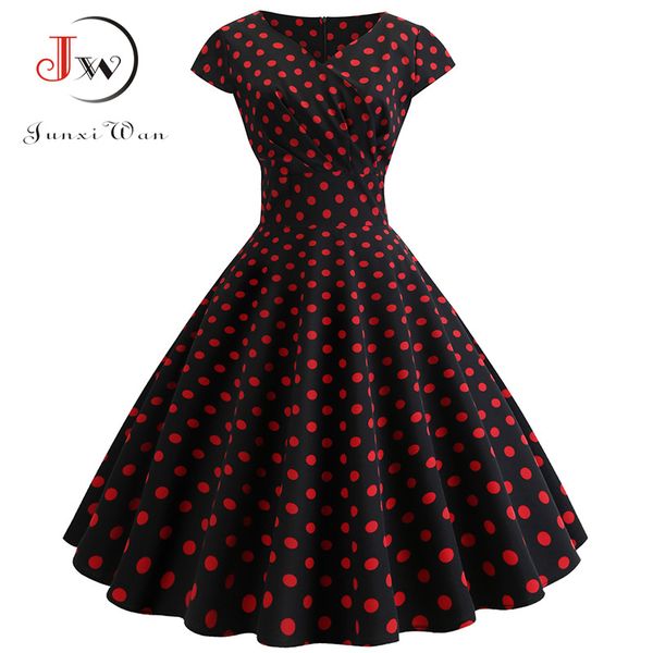 women summer dress v neck elegant vintage party dress casual plus size polka dot robe femme rockabilly black white midi dresses, White;black
women summer dress v neck elegant vintage party dress casual plus size polka dot robe femme rockabilly black white midi dresses, White;black