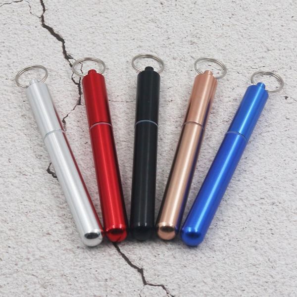 

portable reusable folding drinking straws stainless steel metal telescopic foldable straws with aluminum case cleaning brush new ta1709