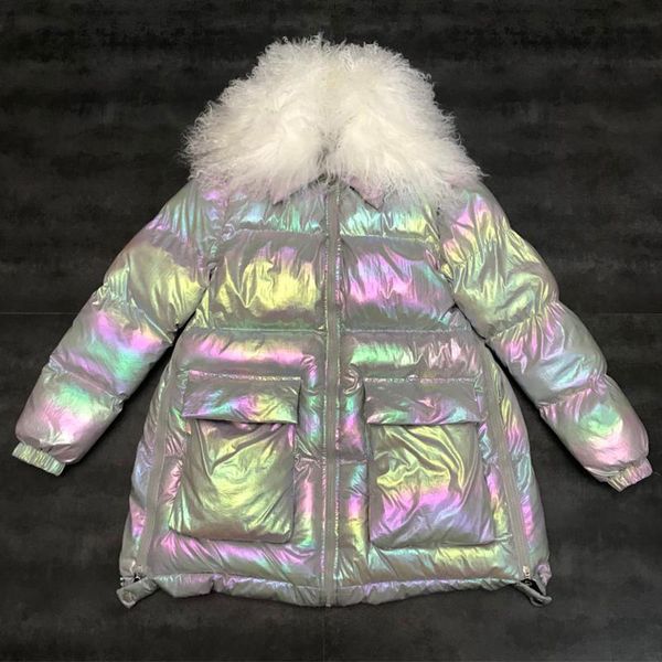 winter coat women's bright face zipper down cotton jacket female large sheep fur collar midi long parka fashion padded coats, Black
winter coat women's bright face zipper down cotton jacket female large sheep fur collar midi long parka fashion padded coats, Black