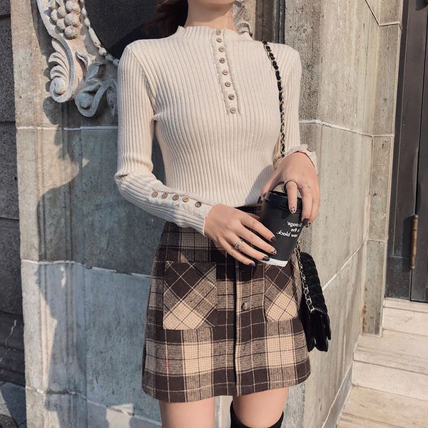 women's knitted bottom shirt turtleneck sweater 2019 spring/autumn new slim joker turtleneck sweater, White;black
women's knitted bottom shirt turtleneck sweater 2019 spring/autumn new slim joker turtleneck sweater, White;black