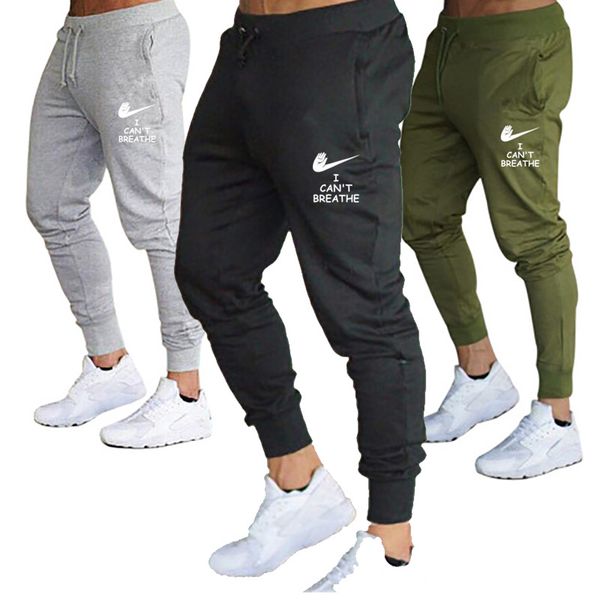 i cant breathe i cant breathe summer new mens slim-fit sports pants breathable sports pants, Gray