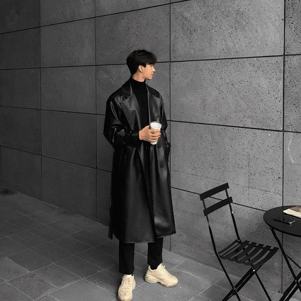 2020 new autumn and spring slim leather men's european and american trend long men's casual windbreaker jacket, Black
2020 new autumn and spring slim leather men's european and american trend long men's casual windbreaker jacket, Black