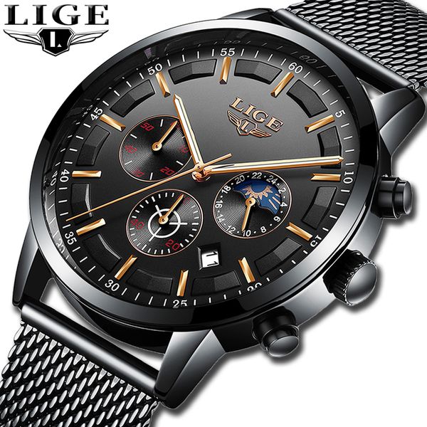 lige men stainless steel mesh quartz watch waterproof watch multifunction chronograph date display wristwatch relogio masculino, Slivery;brown
lige men stainless steel mesh quartz watch waterproof watch multifunction chronograph date display wristwatch relogio masculino, Slivery;brown