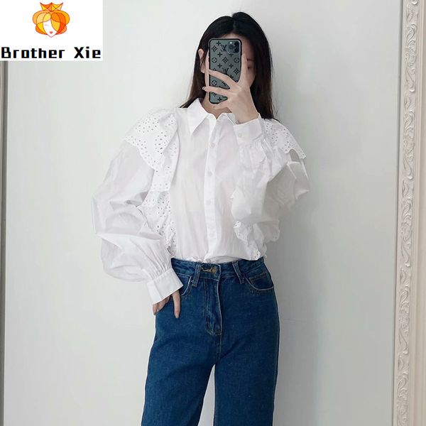 women white blouse shirt lace ruffle turn down collar blouse long sleeve ladies office shirt cotton casual chemise femme
women white blouse shirt lace ruffle turn down collar blouse long sleeve ladies office shirt cotton casual chemise femme