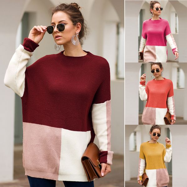 fashion patchwork long sleeve knitted sweater women wine red yellow sweters women invierno 2019 autumn pullover pull femme, White;black
fashion patchwork long sleeve knitted sweater women wine red yellow sweters women invierno 2019 autumn pullover pull femme, White;black