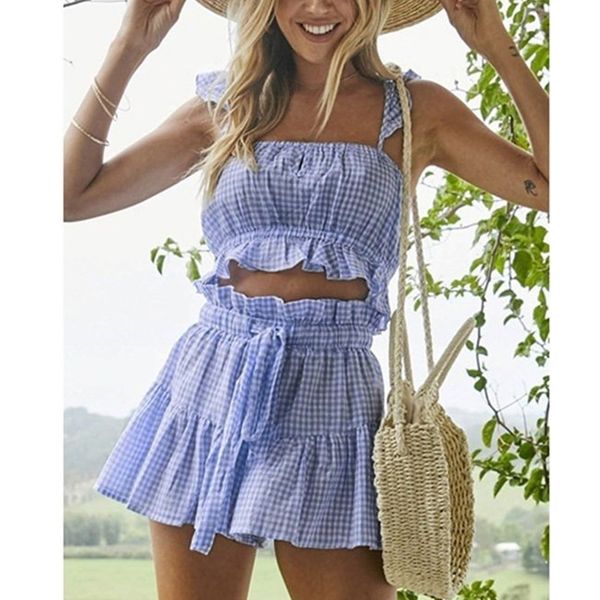 two piece set women summer plaid ladies sleeveless crop and shorts set sweet casual 2019, White
two piece set women summer plaid ladies sleeveless crop and shorts set sweet casual 2019, White