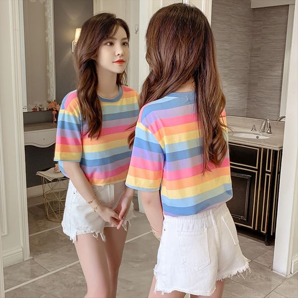 female 2020 rainbow bar all-match striped short sleeve academic style slim t-shirt female 2020 rainbow bar all-match striped short sleeve a, White
female 2020 rainbow bar all-match striped short sleeve academic style slim t-shirt female 2020 rainbow bar all-match striped short sleeve a, White