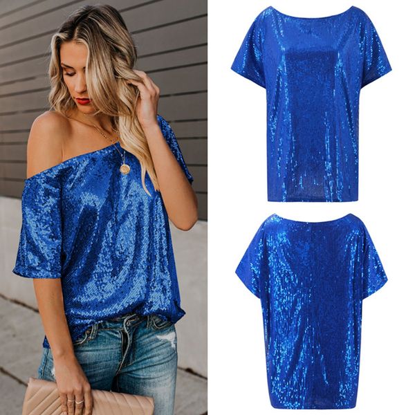 для женщин с одного плеча sequined tops плюс размер искорка блеск коротким рукавом футболки, White
для женщин с одного плеча sequined tops плюс размер искорка блеск коротким рукавом футболки, White
