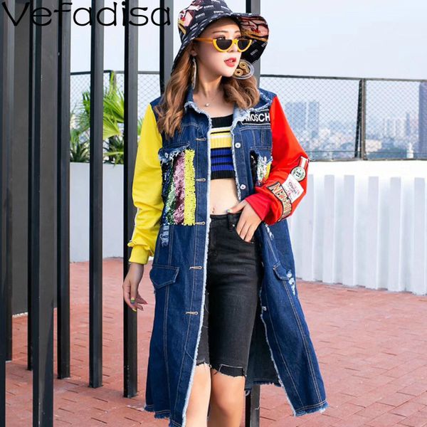 vefadisa autumn long cotton streetwear coat patchwork denim jacket woman turn-down collar long sleeve cowboy coat 2019 qyf369, Tan;black
vefadisa autumn long cotton streetwear coat patchwork denim jacket woman turn-down collar long sleeve cowboy coat 2019 qyf369, Tan;black