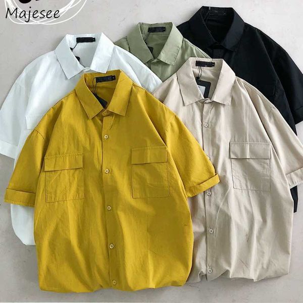 men shirts short sleeve pockets solid simple couples safari style mens shirt summer korean style casual all-match ulzzang, White;black
men shirts short sleeve pockets solid simple couples safari style mens shirt summer korean style casual all-match ulzzang, White;black