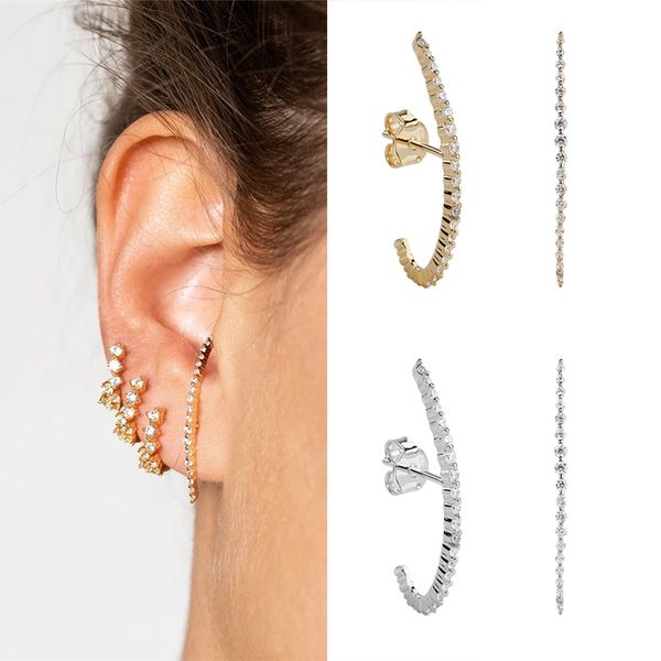 s925 sterling silver earrings single row zircon stud earrings minimalist gift for women jewelry w3, Golden;silver
s925 sterling silver earrings single row zircon stud earrings minimalist gift for women jewelry w3, Golden;silver