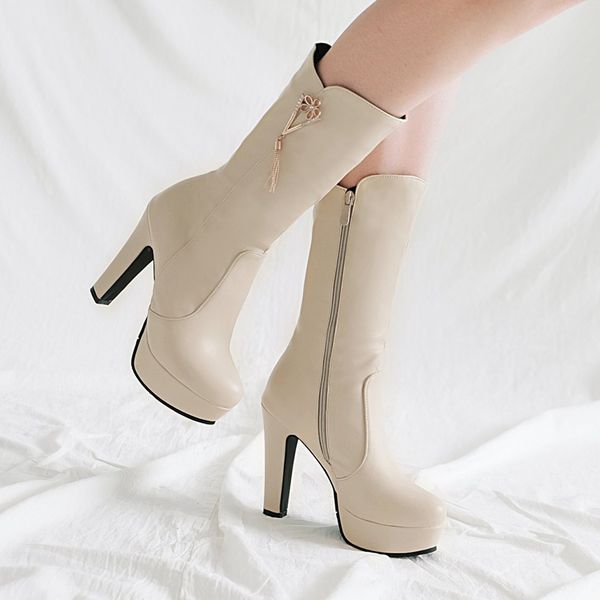 women boots woman shoes 2018 new fashion mid calf supper high square heels zipper metal tassel size 34-43 sb169, Black
women boots woman shoes 2018 new fashion mid calf supper high square heels zipper metal tassel size 34-43 sb169, Black