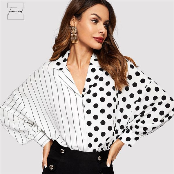 and white blouse striped black and polka dot mixed long dolman sleeve button placket women 2019 spring casual top
and white blouse striped black and polka dot mixed long dolman sleeve button placket women 2019 spring casual top