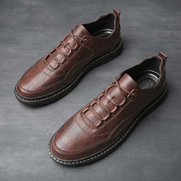2020 men's casual shoes new spring leather leisure footwear male fashion office shoes male cowboy street men's flats *, Black