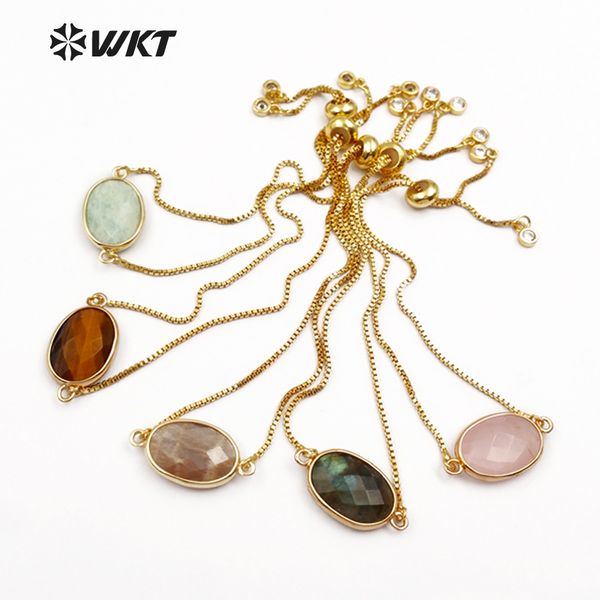 wt-b420 wkt women fashion bracelets oval shape stone charm with adjustable gold metal chain 5 colors optional for female gift, Golden;silver
wt-b420 wkt women fashion bracelets oval shape stone charm with adjustable gold metal chain 5 colors optional for female gift, Golden;silver