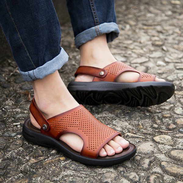 sandals 2021 summer genuine leather out door shoes men hollow breathable handmade classic for male soft walking sandalias, Black
sandals 2021 summer genuine leather out door shoes men hollow breathable handmade classic for male soft walking sandalias, Black