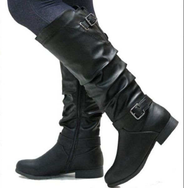 autumn and winter new european and american color leather boots european station large size belt buckle women's boots, Black
autumn and winter new european and american color leather boots european station large size belt buckle women's boots, Black
