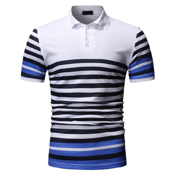 2020 summer stripes slim fit europe and america men's short-sleeved t-shirt single breasted pullover new style men's wear, White;black
2020 summer stripes slim fit europe and america men's short-sleeved t-shirt single breasted pullover new style men's wear, White;black
