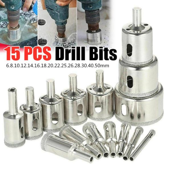 15pcs/set diamond hole saw drill bits glass ceramic tile saw cutting tool 6-50mm glass drill bit nickel plated diamond tool
15pcs/set diamond hole saw drill bits glass ceramic tile saw cutting tool 6-50mm glass drill bit nickel plated diamond tool