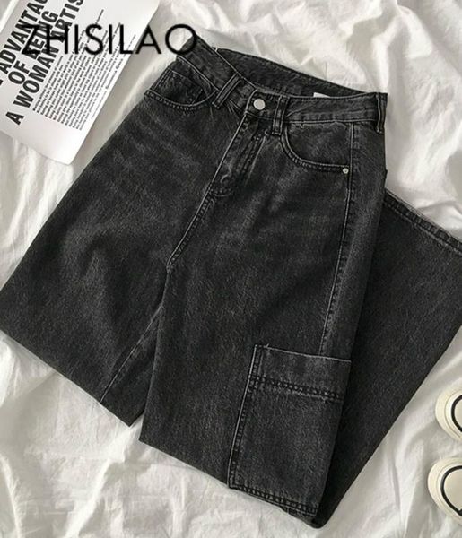 wide leg jeans women plus size vintage black high waist straight denim pants loose pocket boyfriend mom jeans 2020 streetwear, Blue
wide leg jeans women plus size vintage black high waist straight denim pants loose pocket boyfriend mom jeans 2020 streetwear, Blue