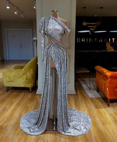 luxury high side split prom dresses one shoulder bling sequins beaded evening gowns custom made long formal dress, Black
luxury high side split prom dresses one shoulder bling sequins beaded evening gowns custom made long formal dress, Black