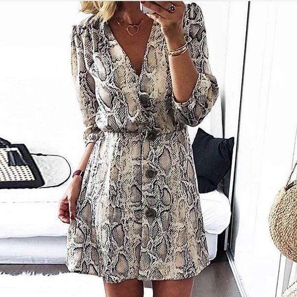 women autumn leopard snake print striped long sleeve v-neck dress ladies casual empire mini dresses above knee length, Black;gray
women autumn leopard snake print striped long sleeve v-neck dress ladies casual empire mini dresses above knee length, Black;gray