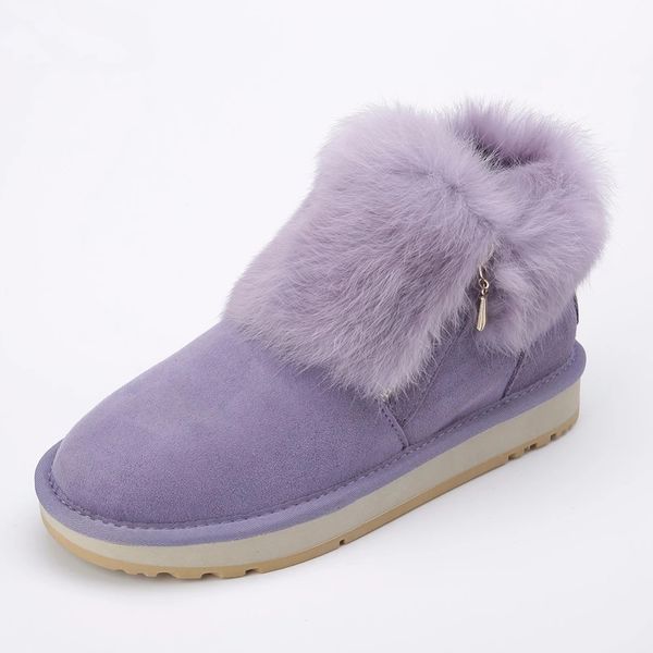 fashion cow suede leather real rabbit fur woman casual winter ankle snow boots for women short winter shoes zipper style, Black
fashion cow suede leather real rabbit fur woman casual winter ankle snow boots for women short winter shoes zipper style, Black